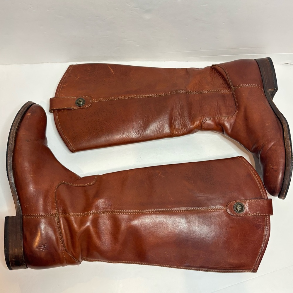 Frye Melissa Button Tall Riding Boots Cognac Saddle Brown 9 - Picture 6 of 13